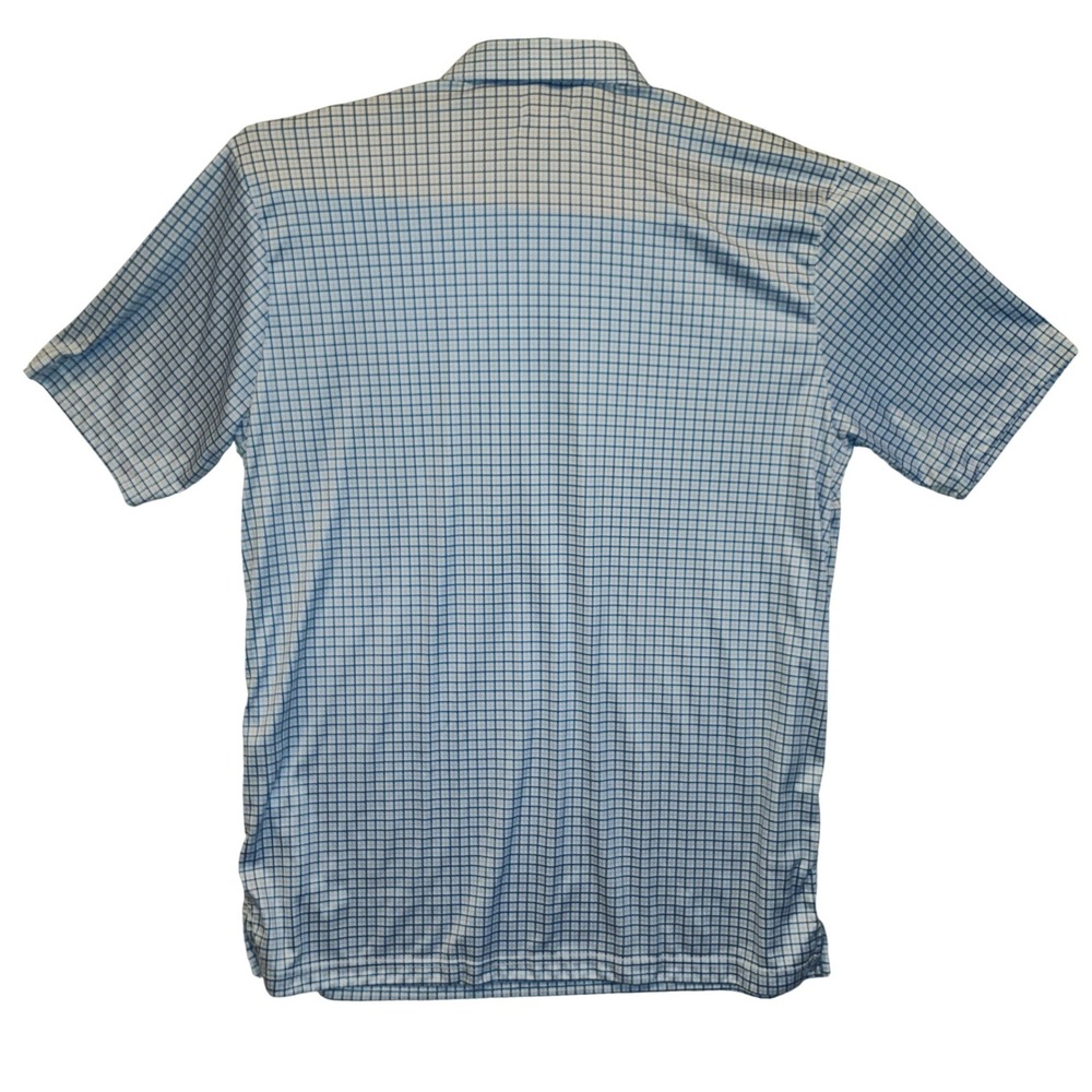 Collars & Co Dress Collar Polo Mens Lg Classic Blue White Grid Check Golf Shirt - Picture 2 of 7
